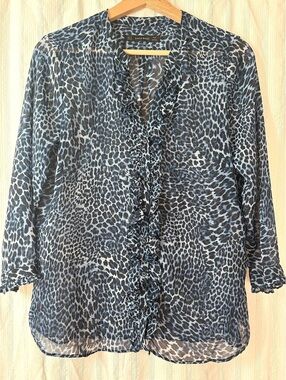 Zara Women's Cheetah Print Peasant Blouse Size M #boho #interviewready #siren